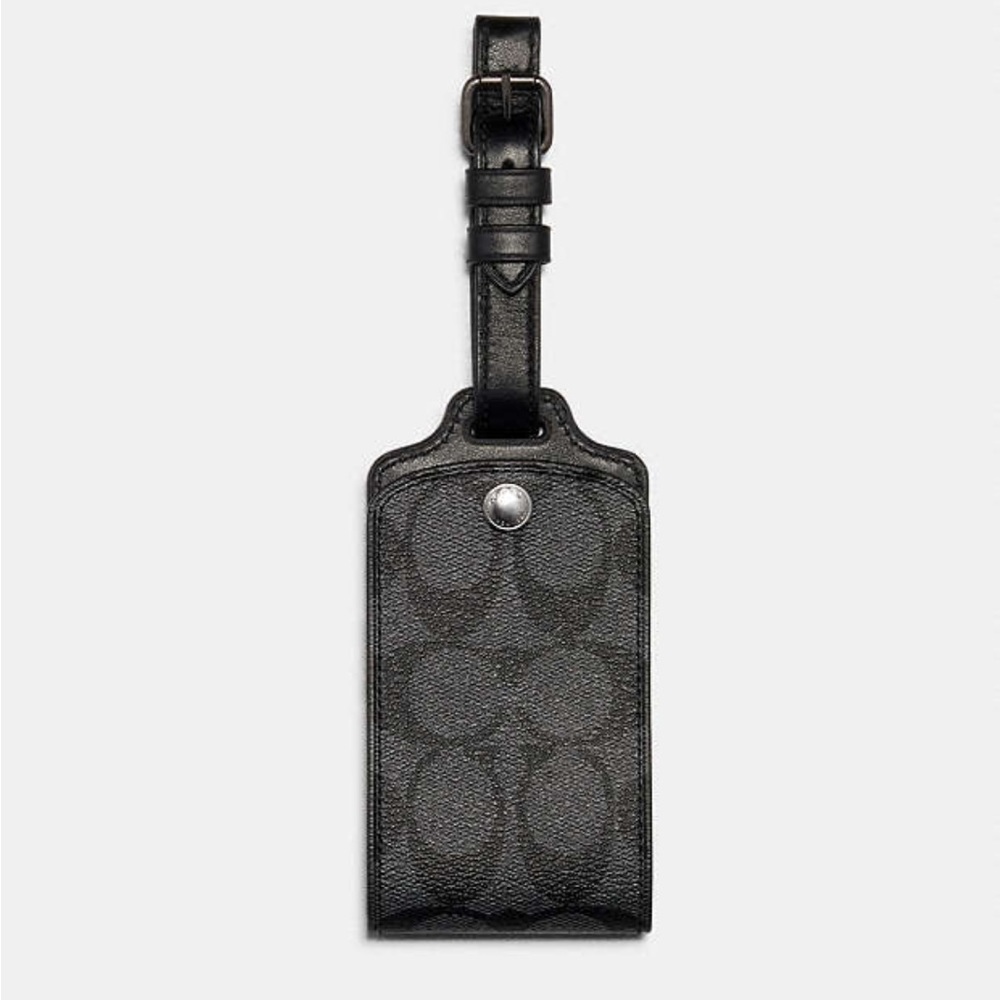 🔥 SOLD 🔥 NWT Black Coach leather luggage tag - Picture 1 of 5